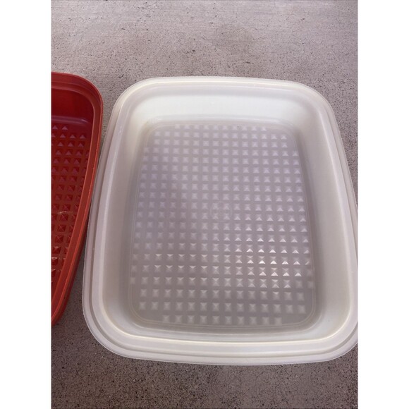 Tupperware 1518-2 Red Paprika Marinade Container Storage Dish & Lid 1518 Clean - Picture 3 of 6